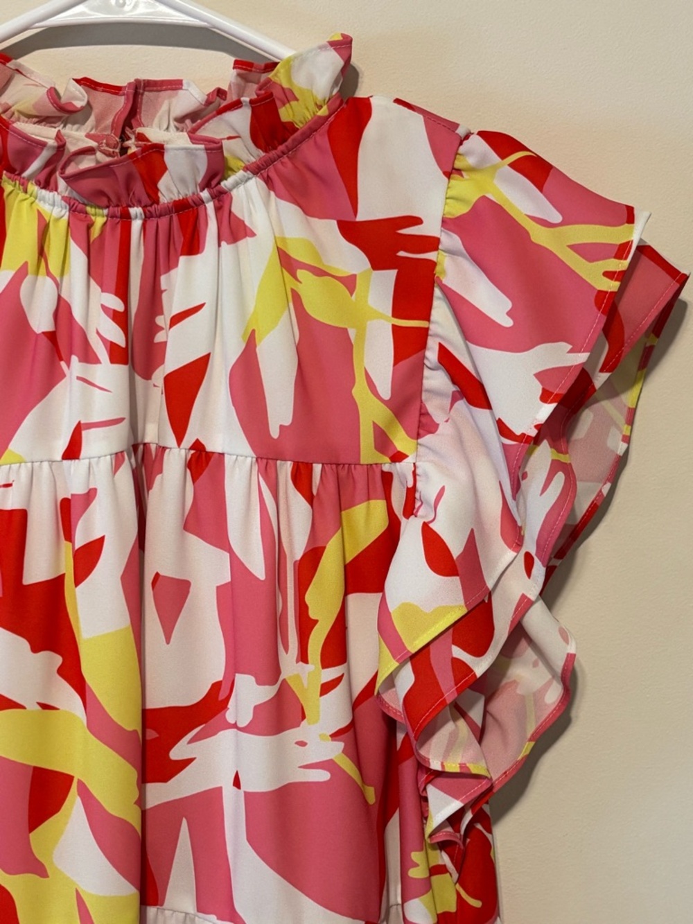 CROSBY by Mollie Burch Pink Floral Tiered Graduation Ruffle Dress Size Small - Picture 3 of 11